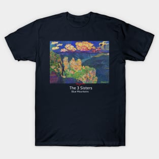 The 3 Sisters, Blue mountains (white text) T-Shirt